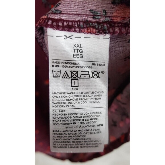 Old Navy Dress Womens 2XL Burgundy Floral Long Sleeve Ruffle Rayon Boho Fall - Picture 6 of 8